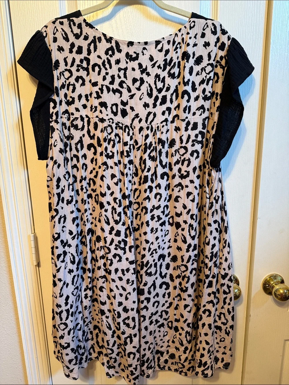 Embroidered Floral & Leopard Print Mini Dress - Pink/Black